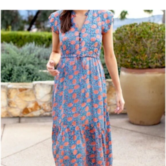 Emerson Fry India Collection Frances Block Print Maxi Dress Floral Small - Picture 12 of 12